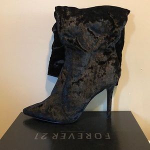 Black velvet boots